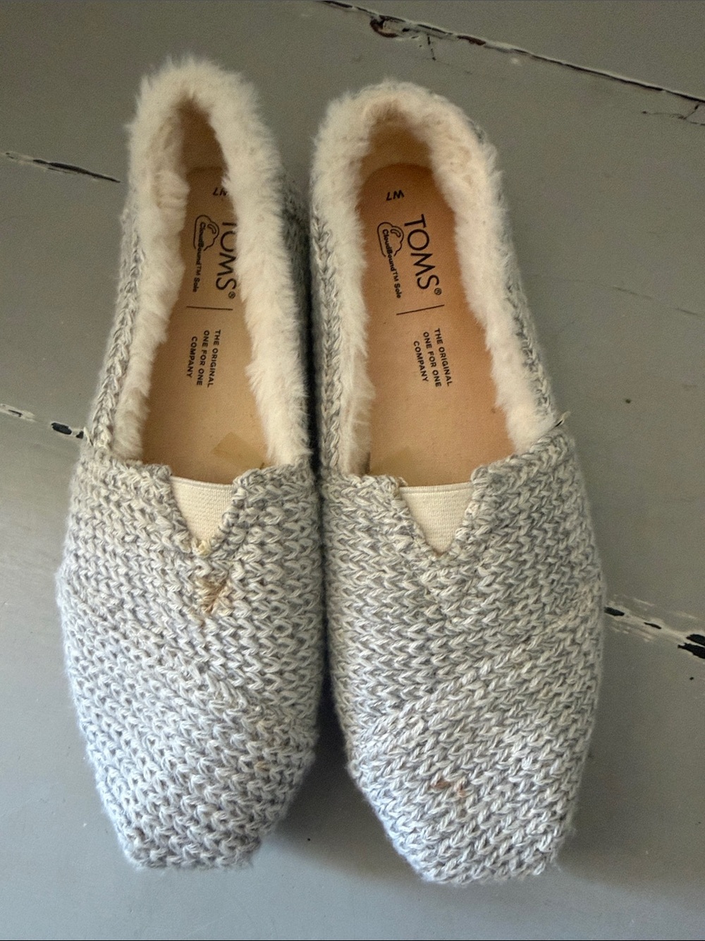 Toms Women's Knit Cozy Slip-On Flats in Light Gray